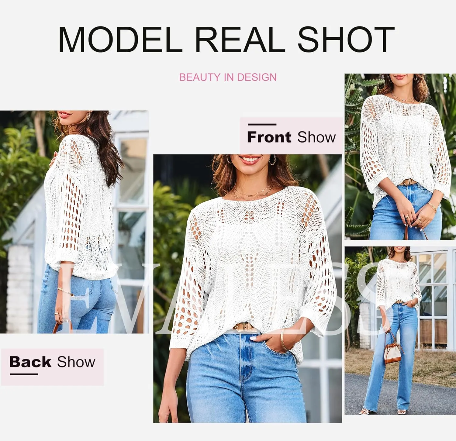 EVALESS Womens Crochet Hollow Out Knit Tops Half Sleeve Spring Summer Sweaters Beach Cover Ups for Women Trendy 2025