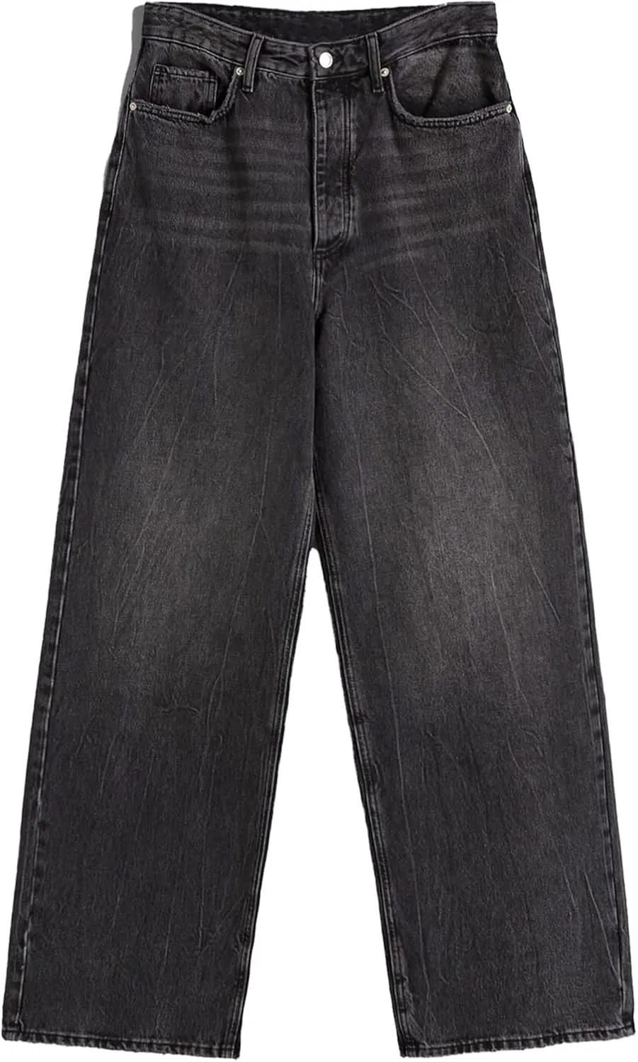 Fanvereka Women Mid-Rise Baggy Jeans Y2K Wide Straight Leg Denim Pants Loose Streetwear Denim Trousers with Side Pockets