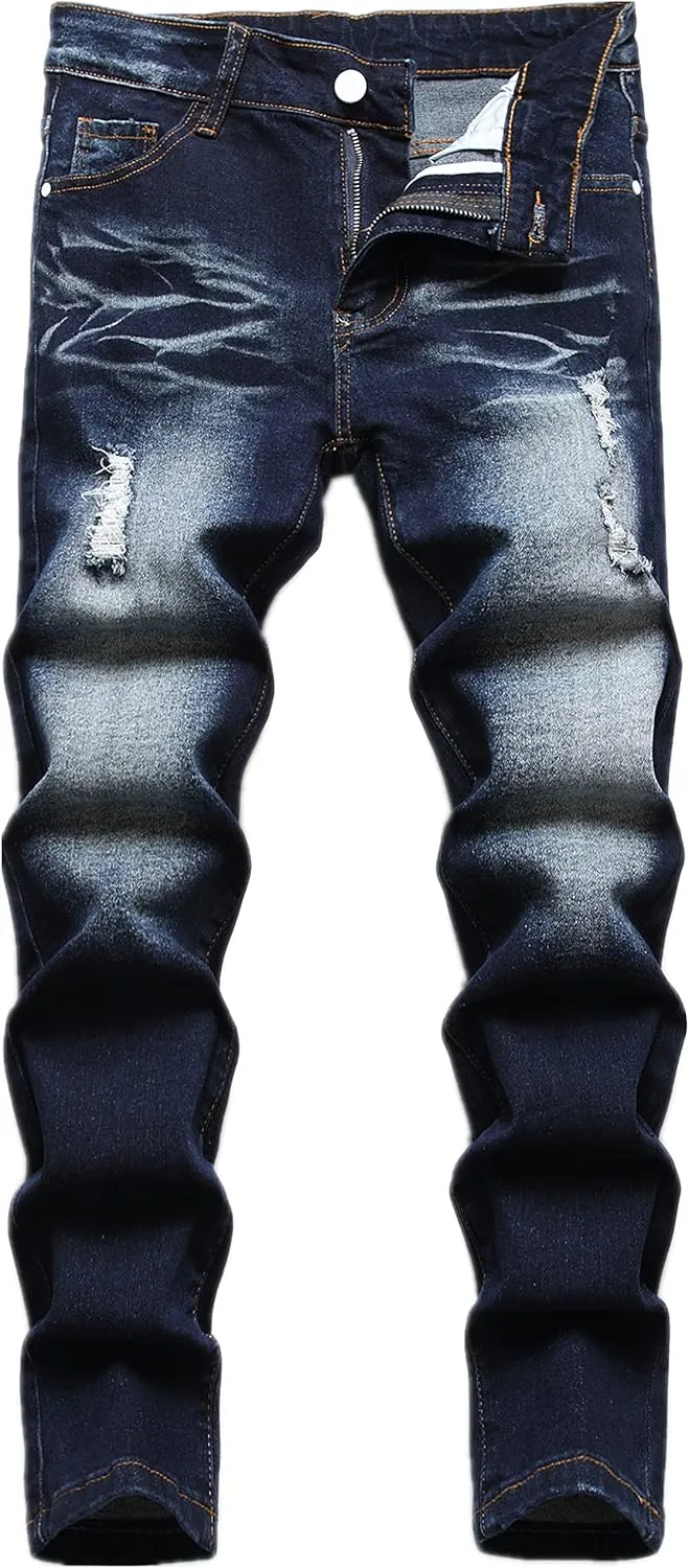FREDD MARSHALL Boy's Skinny Fit Stretch Ripped Destroyed Distressed Fashion Kids Denim Jeans Pants