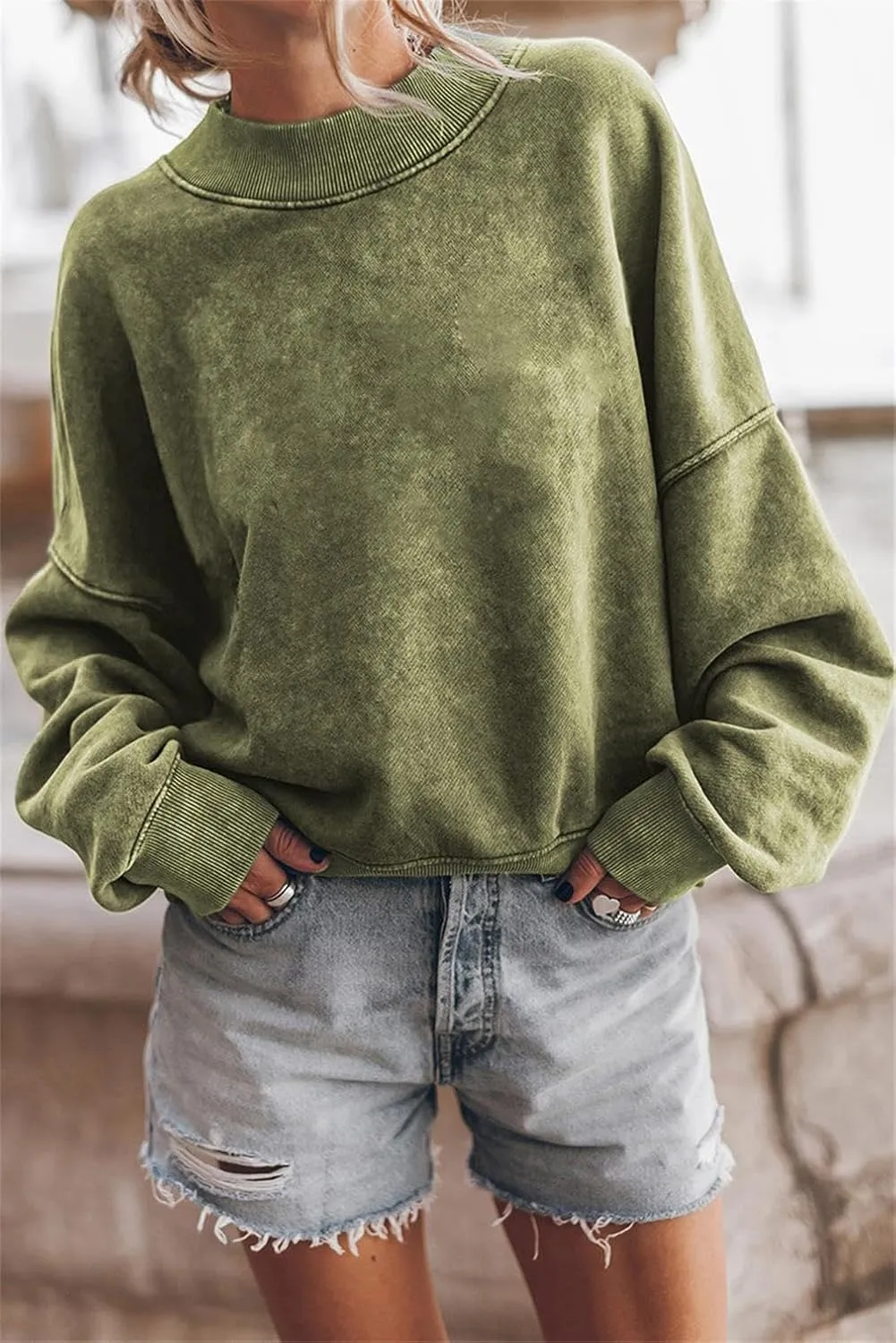 Fronage Women's Crewneck Batwing Long Sleeve Sweatshirt 2023 Fall Oversized Pullover Loose Fit Hoodie Tops