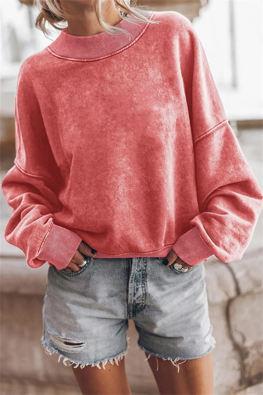 Fronage Women's Crewneck Batwing Long Sleeve Sweatshirt 2023 Fall Oversized Pullover Loose Fit Hoodie Tops