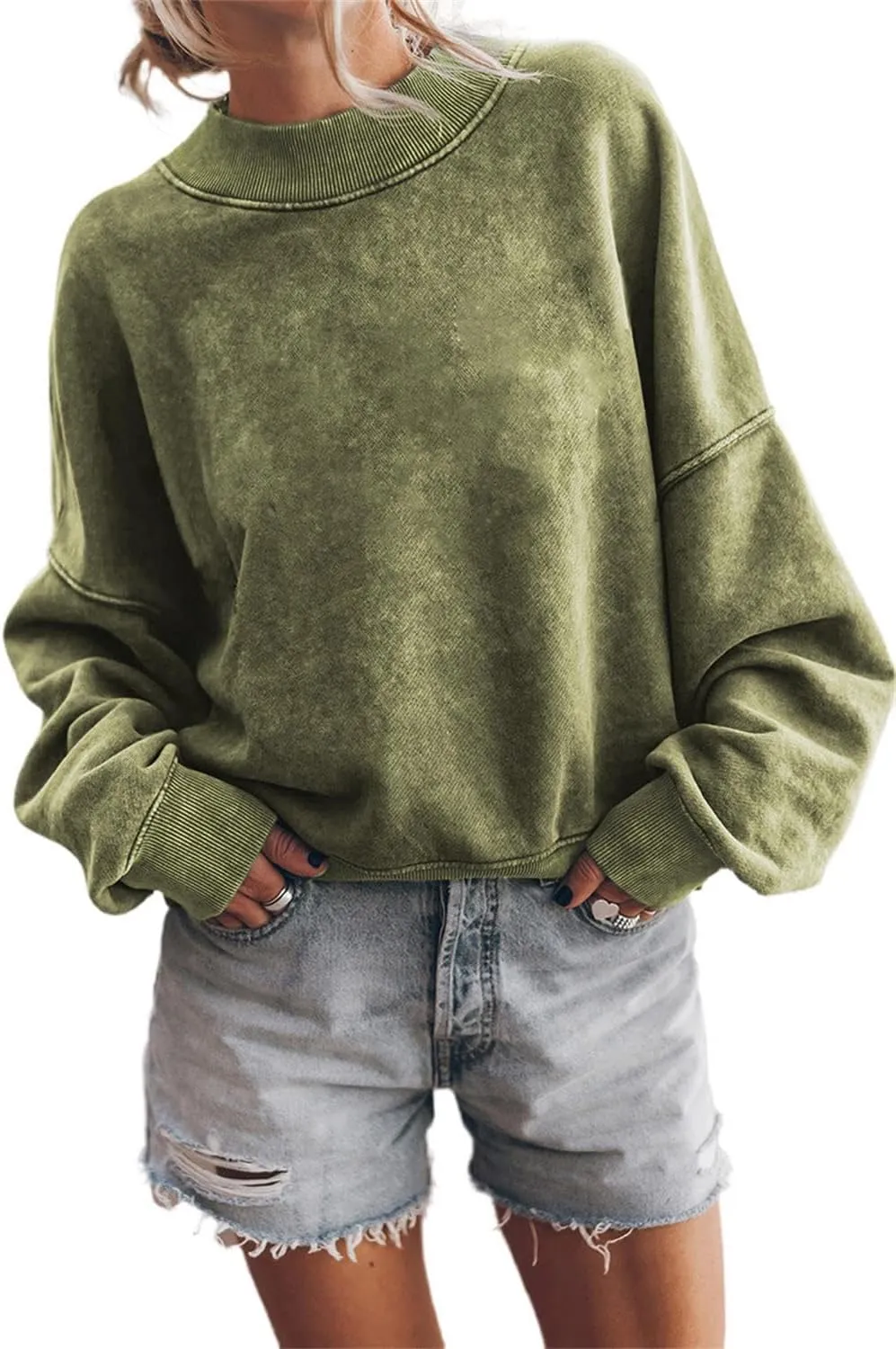 Fronage Women's Crewneck Batwing Long Sleeve Sweatshirt 2023 Fall Oversized Pullover Loose Fit Hoodie Tops