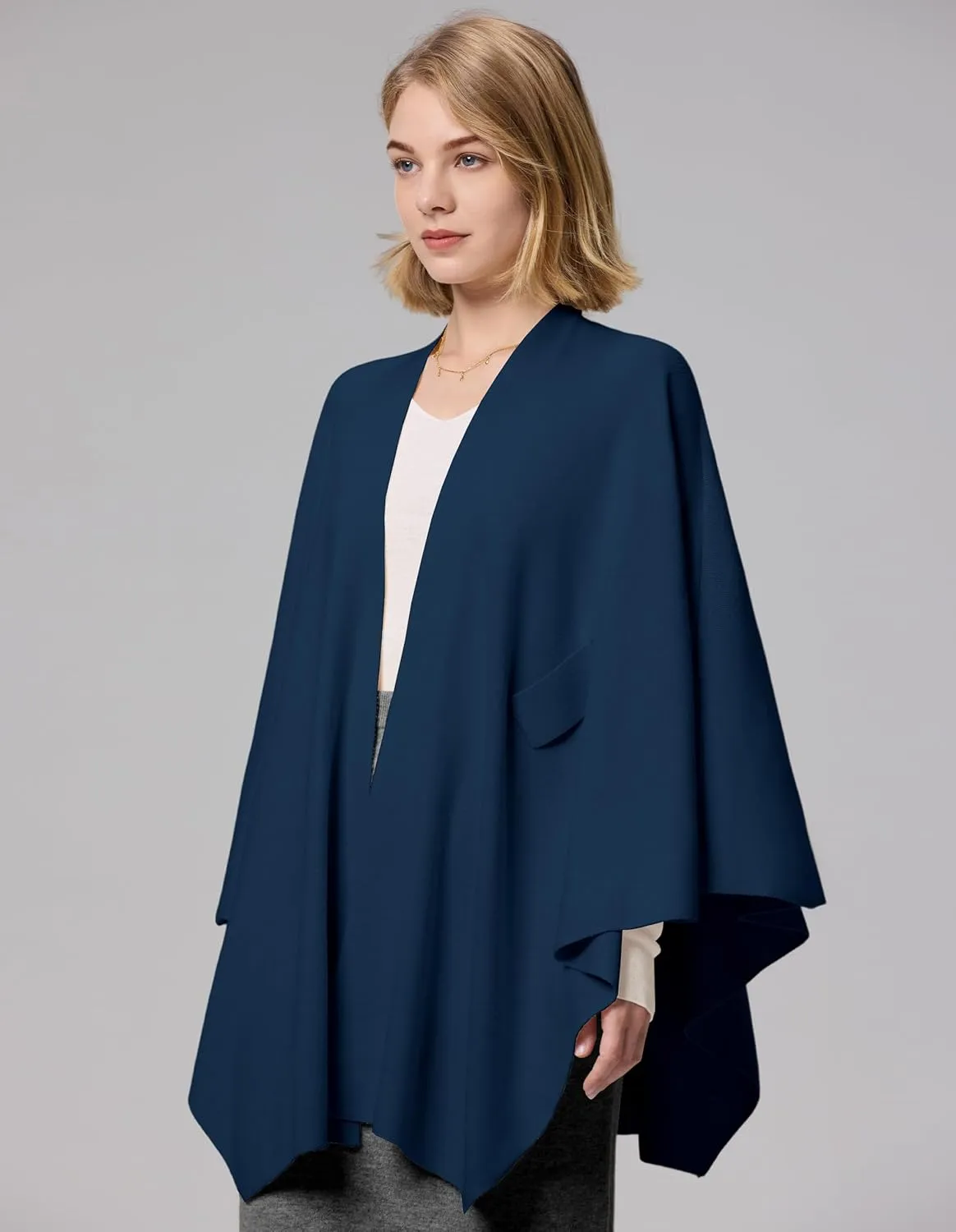FUGREEN Shawl Wraps for Women Large Warm Cross Front Poncho Sweater Elegant Wedding Travel Shawls Cape for Fall Winter Spring