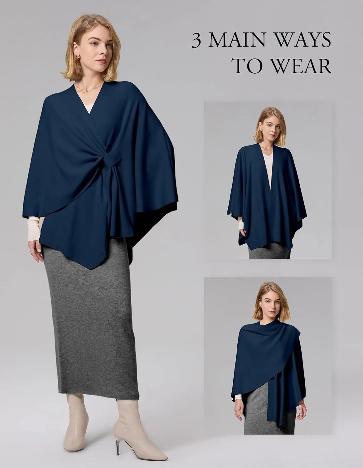 FUGREEN Shawl Wraps for Women Large Warm Cross Front Poncho Sweater Elegant Wedding Travel Shawls Cape for Fall Winter Spring