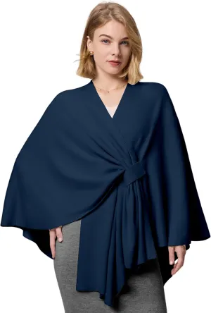 FUGREEN Shawl Wraps for Women Large Warm Cross Front Poncho Sweater Elegant Wedding Travel Shawls Cape for Fall Winter Spring