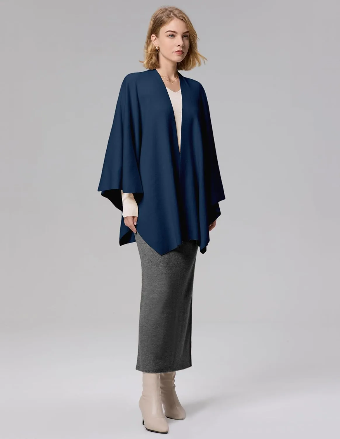 FUGREEN Shawl Wraps for Women Large Warm Cross Front Poncho Sweater Elegant Wedding Travel Shawls Cape for Fall Winter Spring