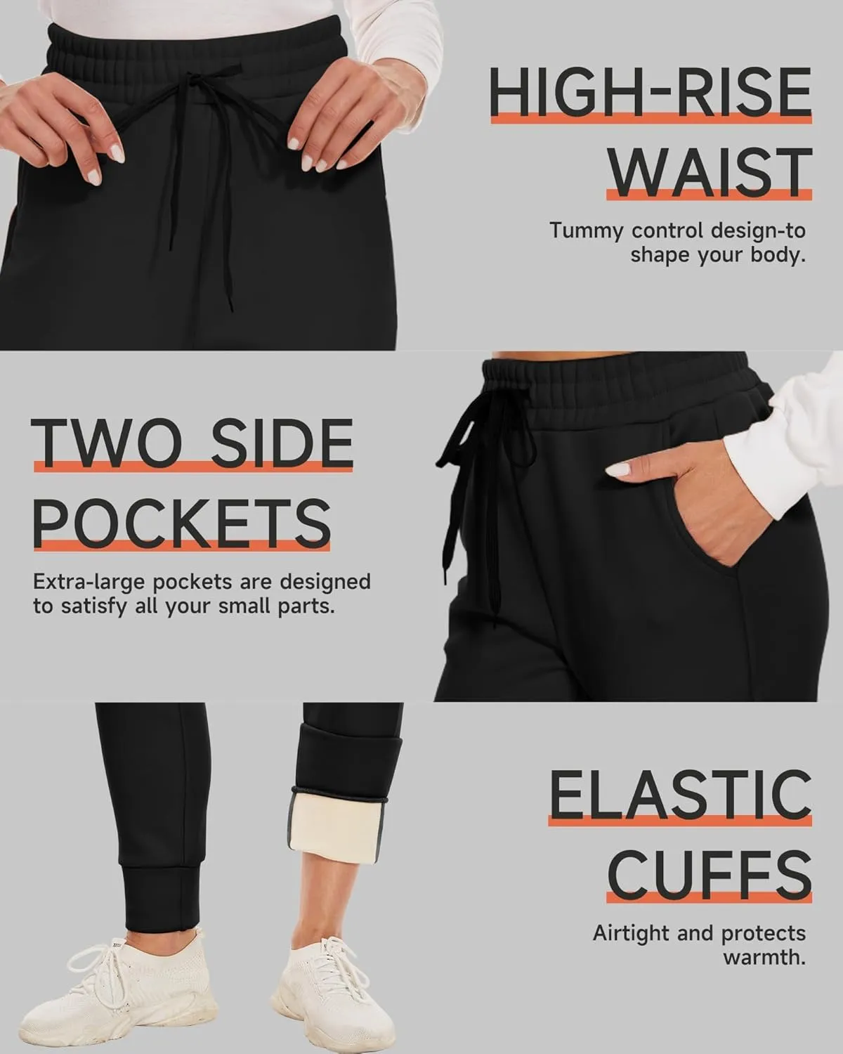GAYHAY Fleece Lined Sweatpants Women- Winter Warm Sherpa Lined Athletic Joggers Pants with Pockets