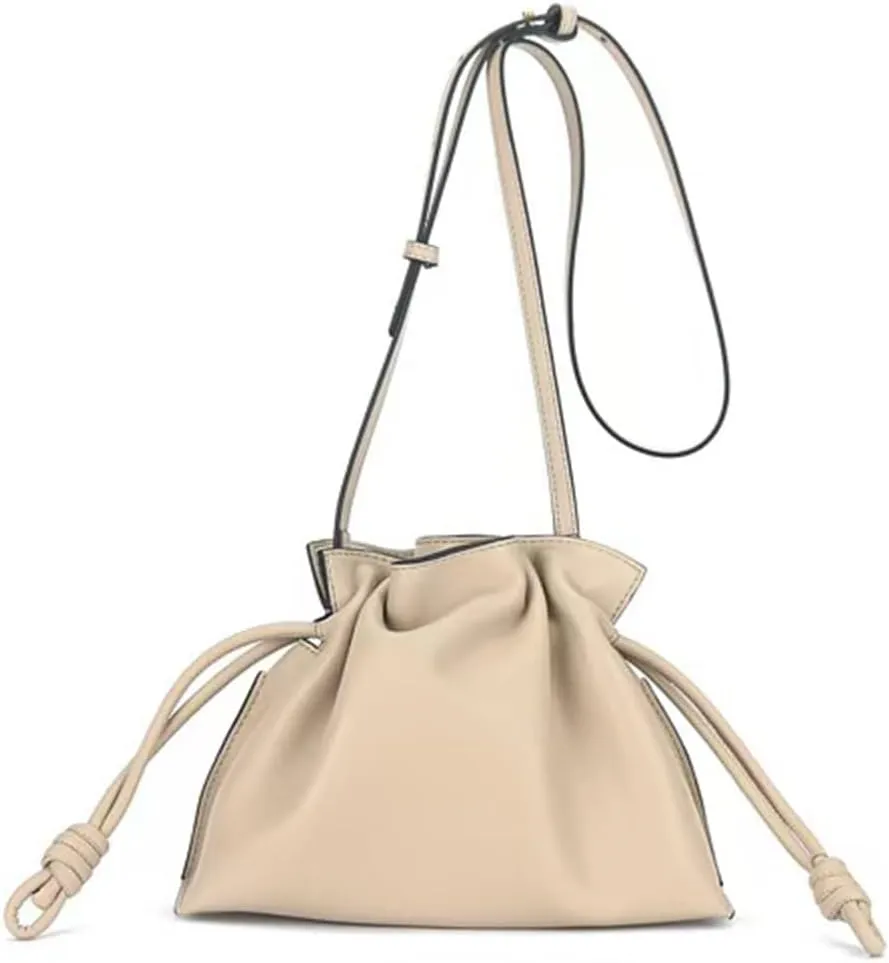 Genuine leather shoulder bag for women,fashion cloud purse,drawstring bucket crossbody-bag,handbag