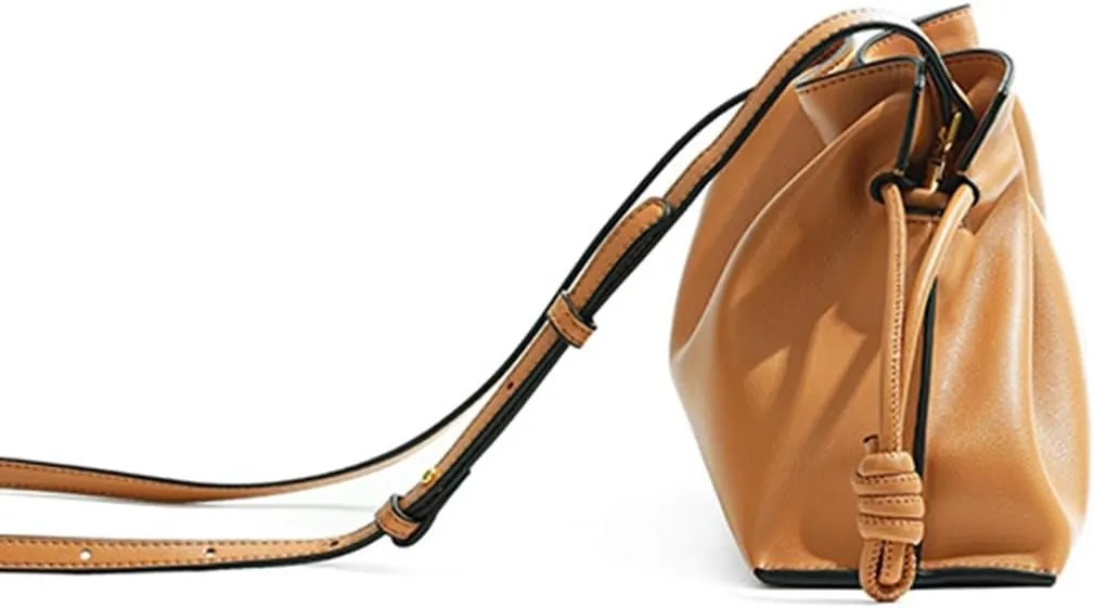 Genuine leather shoulder bag for women,fashion cloud purse,drawstring bucket crossbody-bag,handbag