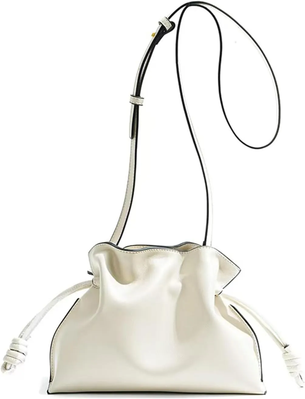 Genuine leather shoulder bag for women,fashion cloud purse,drawstring bucket crossbody-bag,handbag