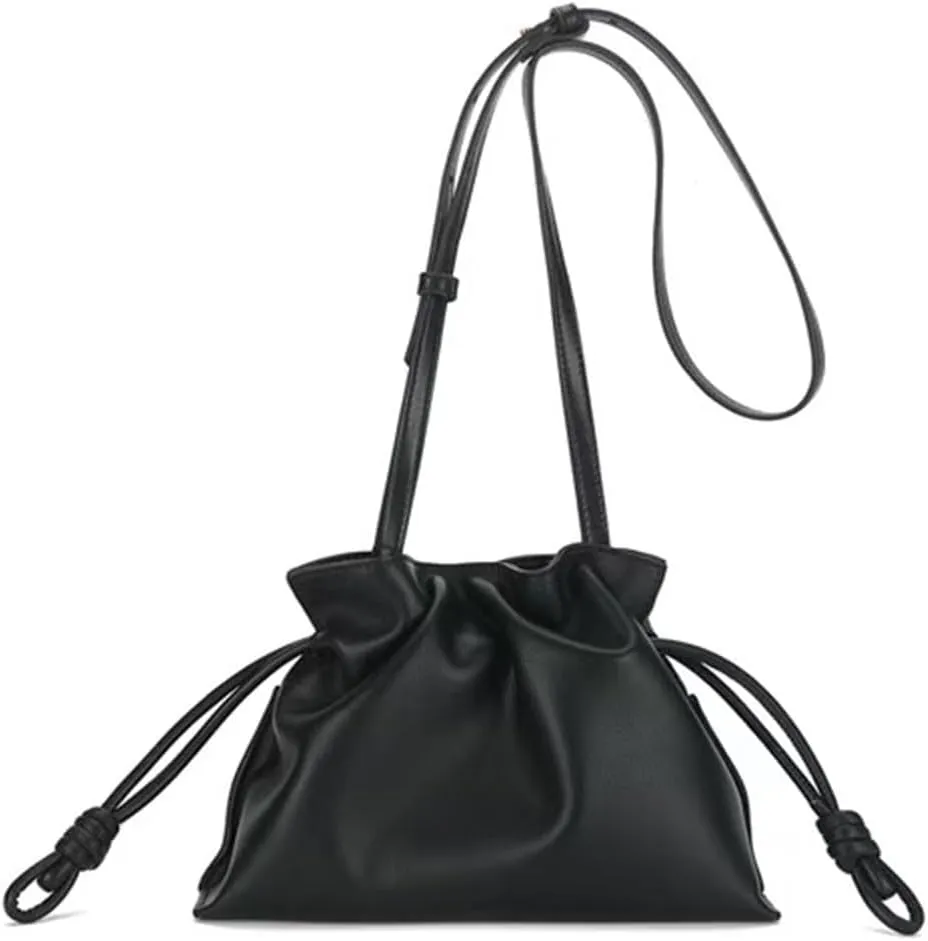Genuine leather shoulder bag for women,fashion cloud purse,drawstring bucket crossbody-bag,handbag