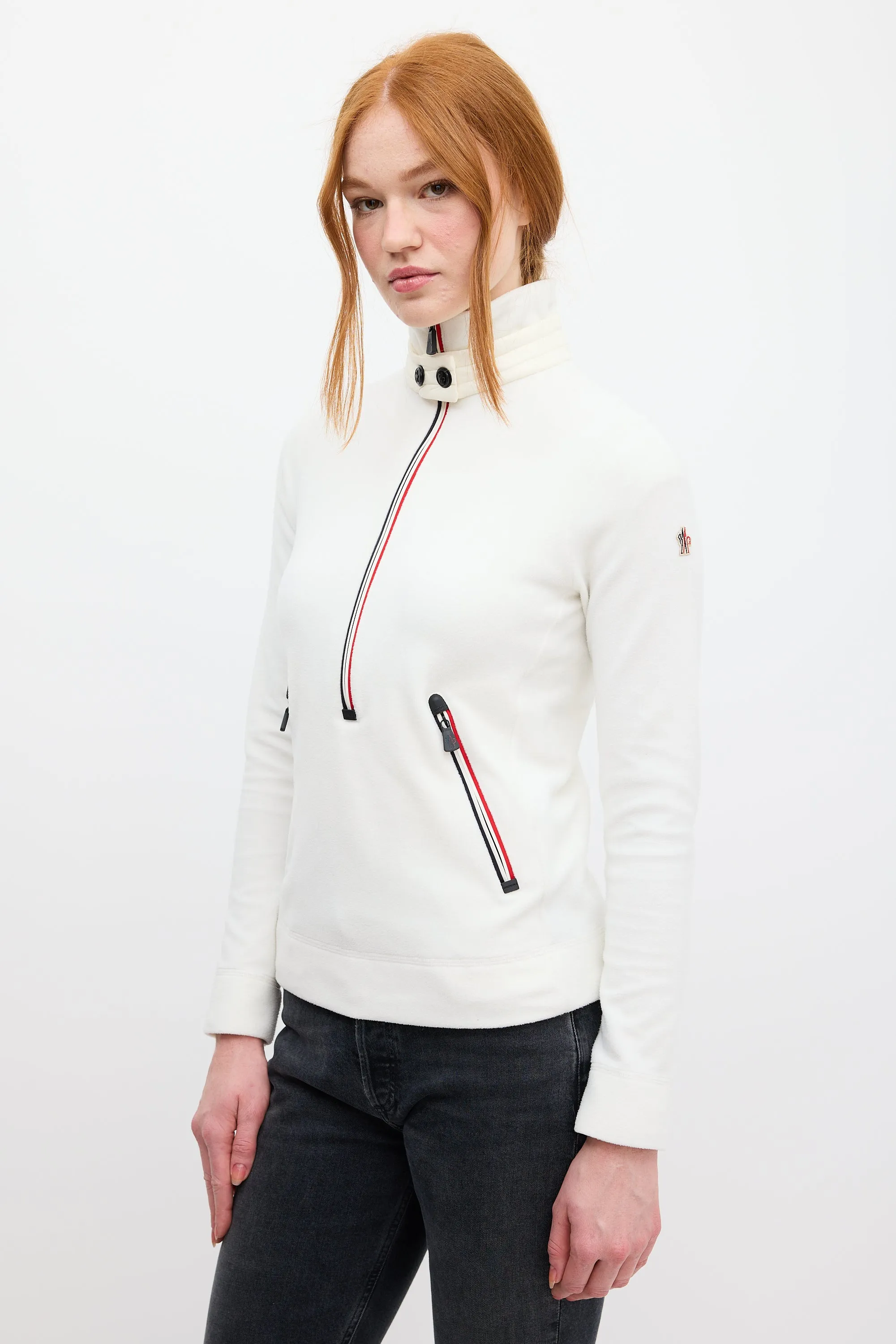 Grenoble White Maglia Lupetto Con Zip Sweater
