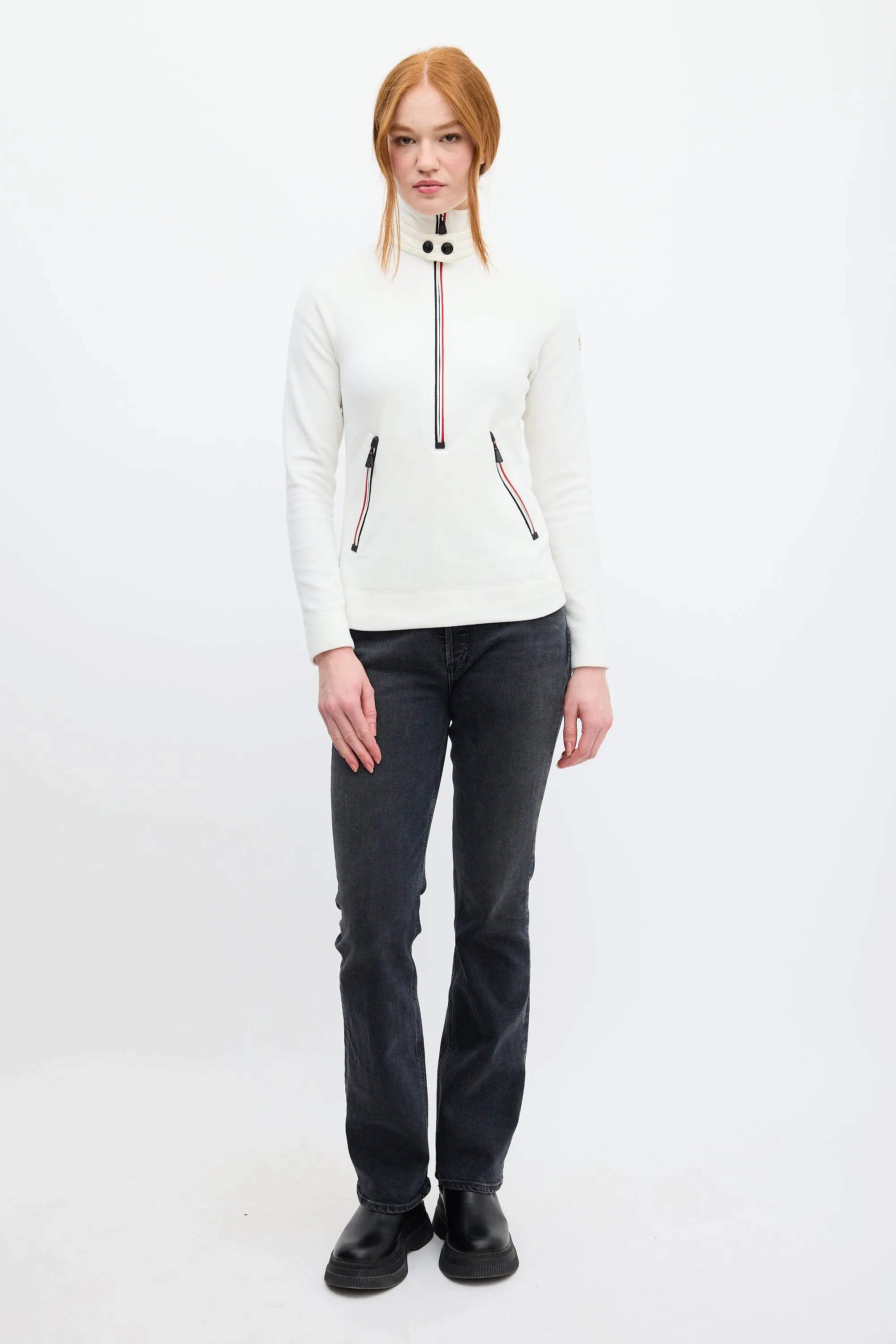 Grenoble White Maglia Lupetto Con Zip Sweater