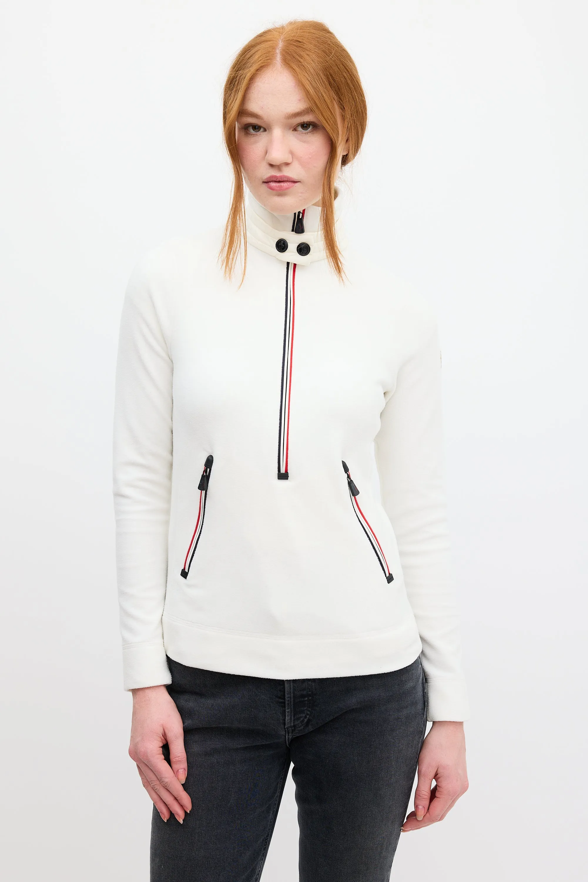 Grenoble White Maglia Lupetto Con Zip Sweater