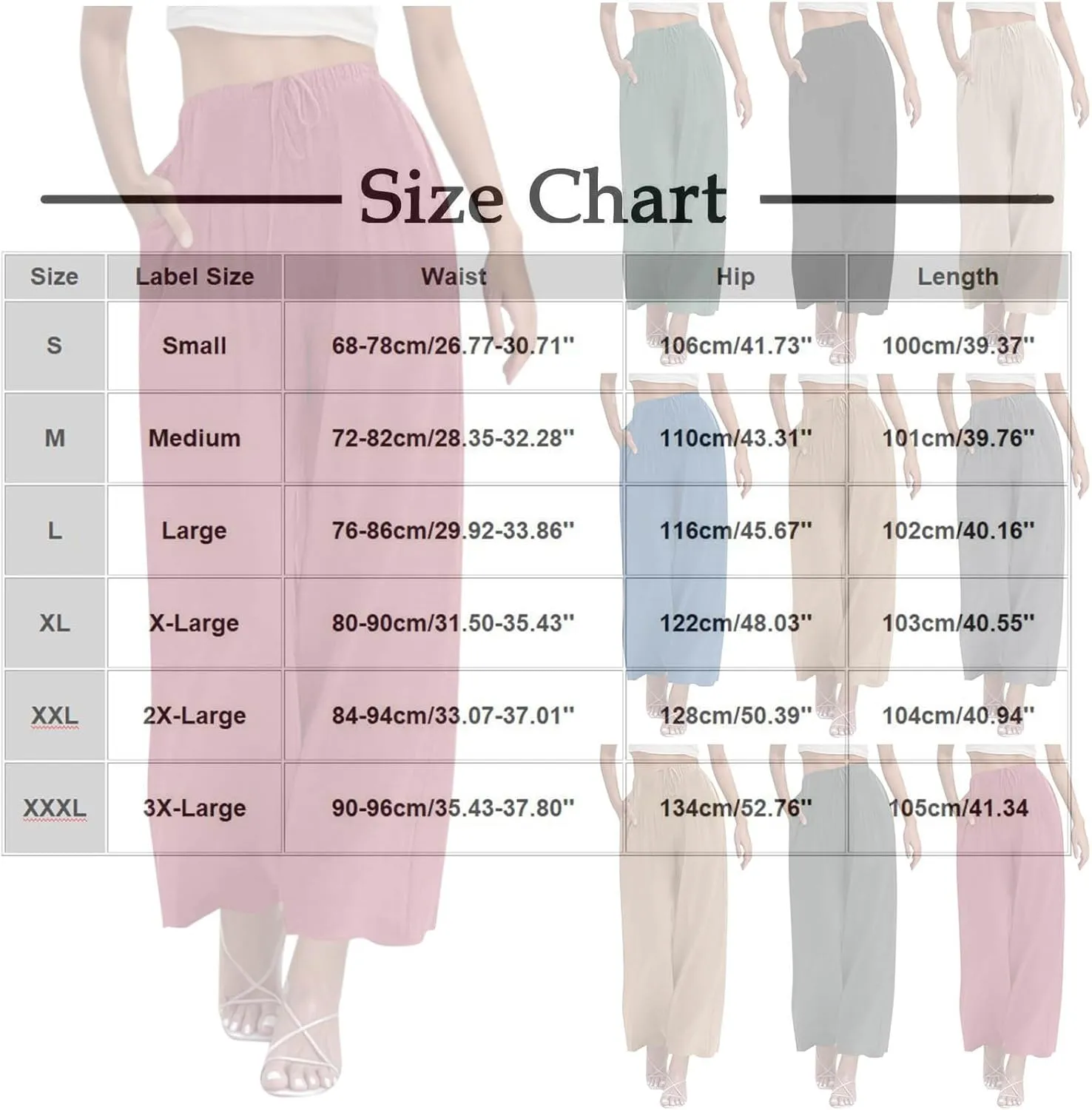 Hvyesh Flowy Linen Pants Women Wide Leg High Waisted Palazzo for Summer Beach Vacation Clothes Women's Casual Trousers