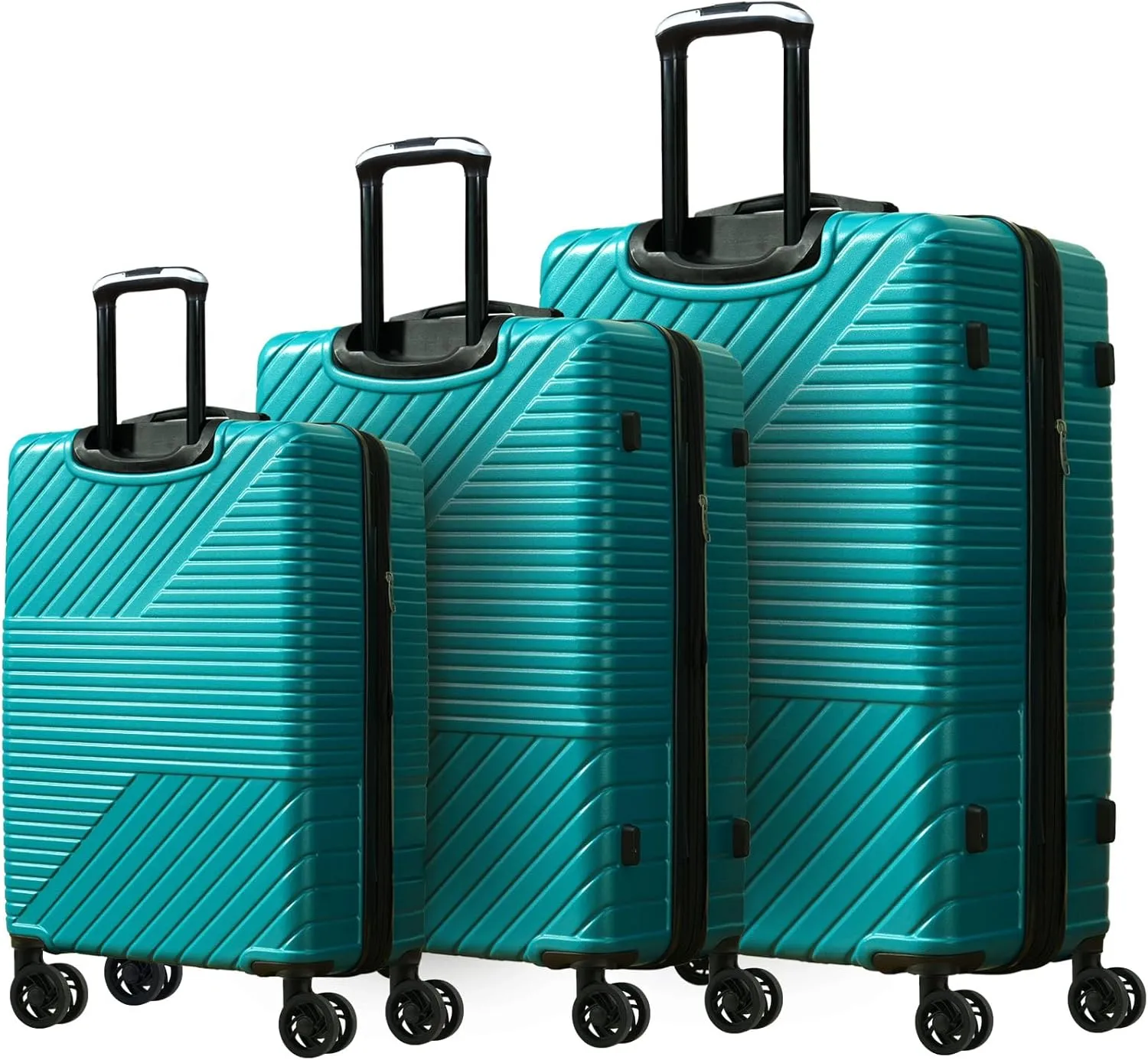 JCSD Durable Hardshell Luggage Set - 3 Piece Double Spinner Suitcase with Lightweight Expandable Design, Green, 20" 24" 28"