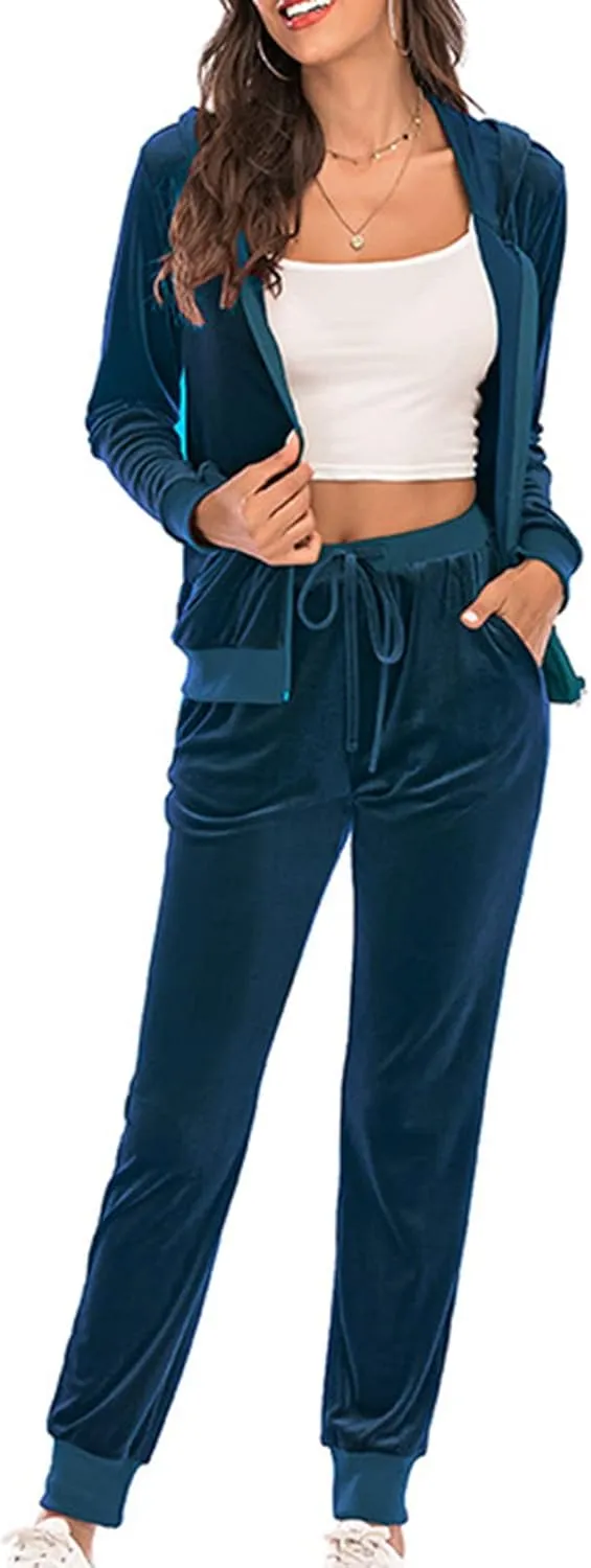 Lastesso Lounge Sets for Women 2 Piece Pants Trendy Velour Loose Size Sweat Suits Fleece Loungewear Sets Comfy Outfits