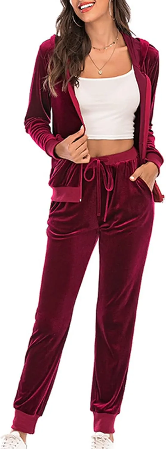 Lastesso Lounge Sets for Women 2 Piece Pants Trendy Velour Loose Size Sweat Suits Fleece Loungewear Sets Comfy Outfits
