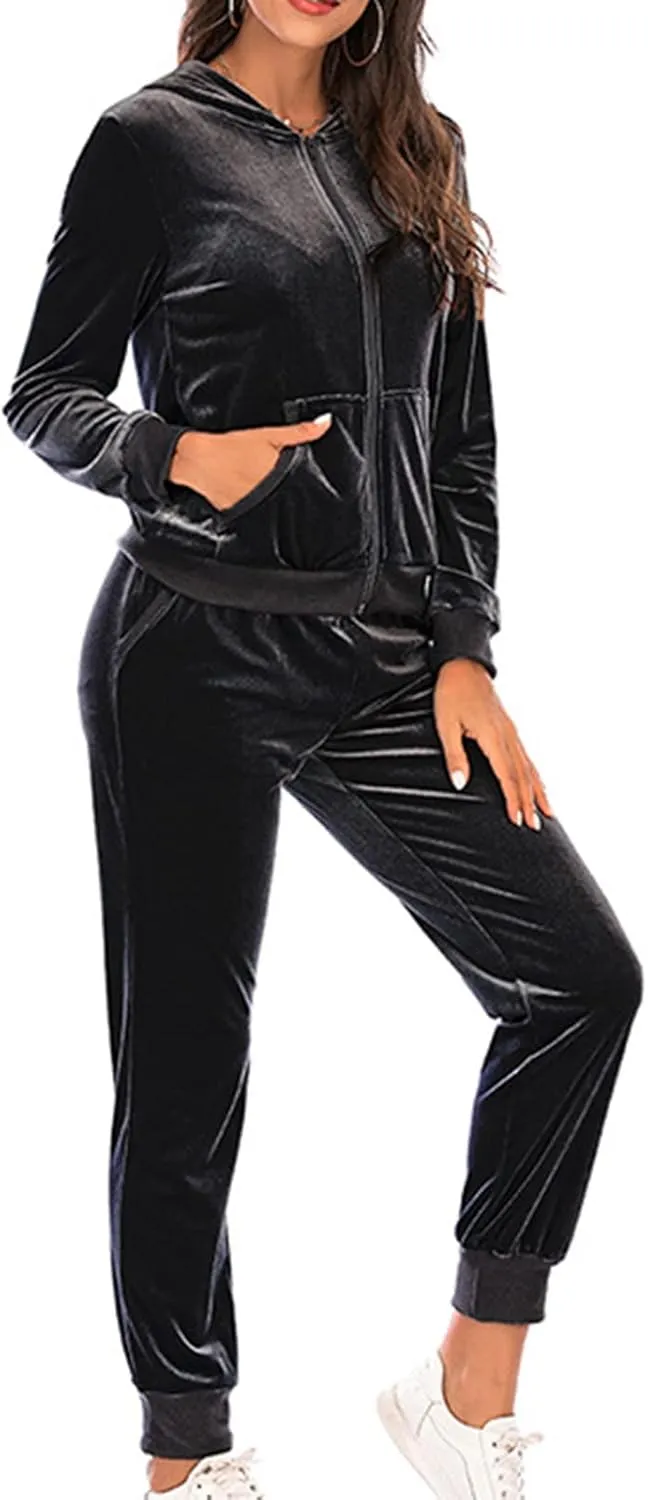 Lastesso Lounge Sets for Women 2 Piece Pants Trendy Velour Loose Size Sweat Suits Fleece Loungewear Sets Comfy Outfits