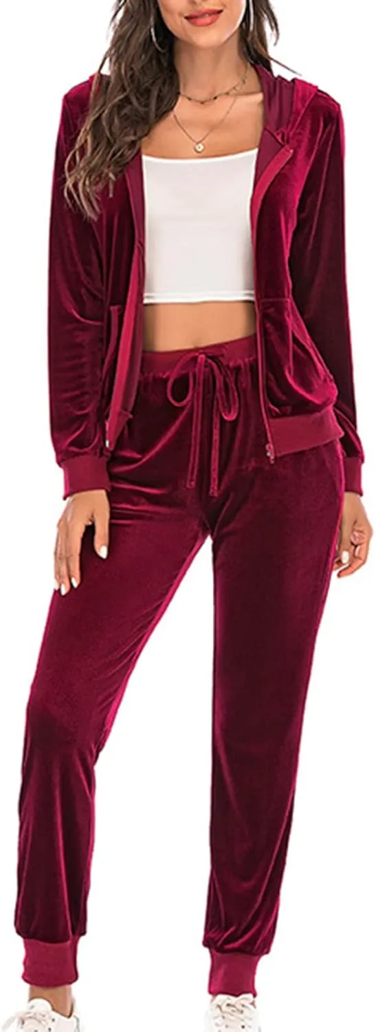 Lastesso Lounge Sets for Women 2 Piece Pants Trendy Velour Loose Size Sweat Suits Fleece Loungewear Sets Comfy Outfits