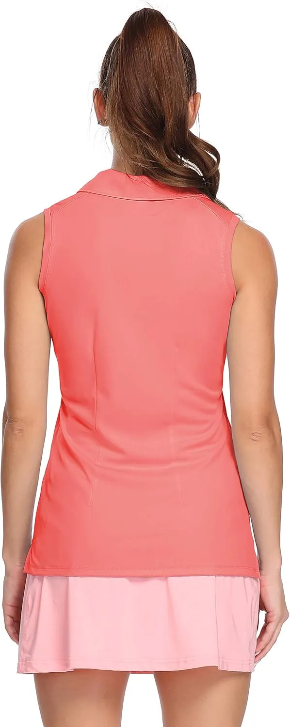 LastFor1 Women's Polo Sleeveless Shirts UPF 50  Quick Dry Golf Tennis Athletic Tank Tops Outdoor Sports