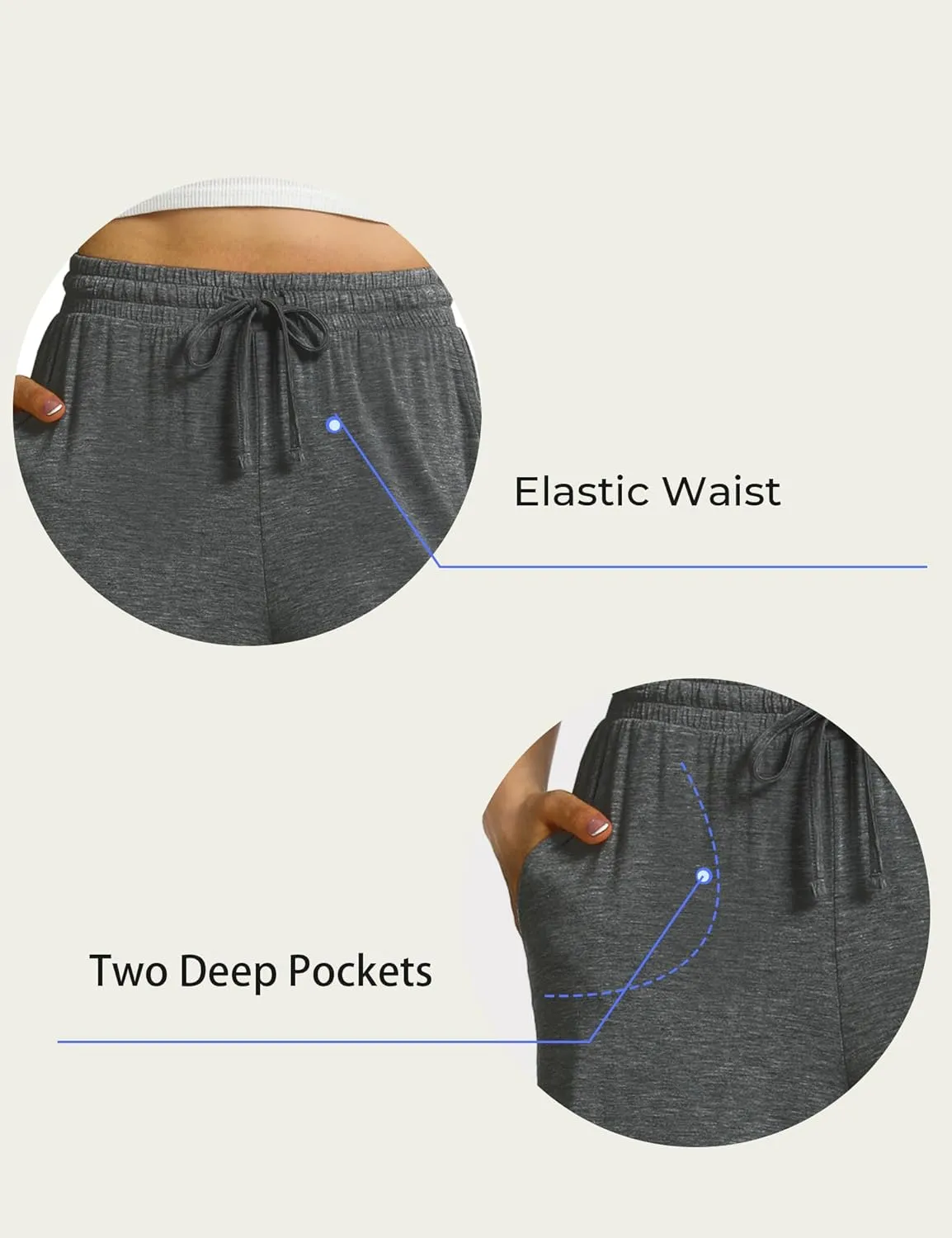 LazyCozy Women's Bamboo-Derived Viscose Capri Pajama Pants, Casual Wide Leg Lounge Pants Pajama Bottoms