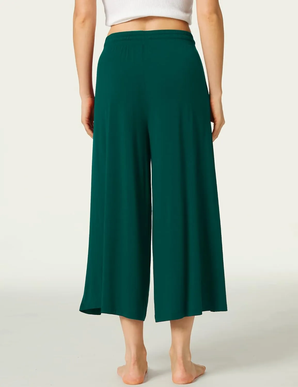 LazyCozy Women's Bamboo-Derived Viscose Capri Pajama Pants, Casual Wide Leg Lounge Pants Pajama Bottoms