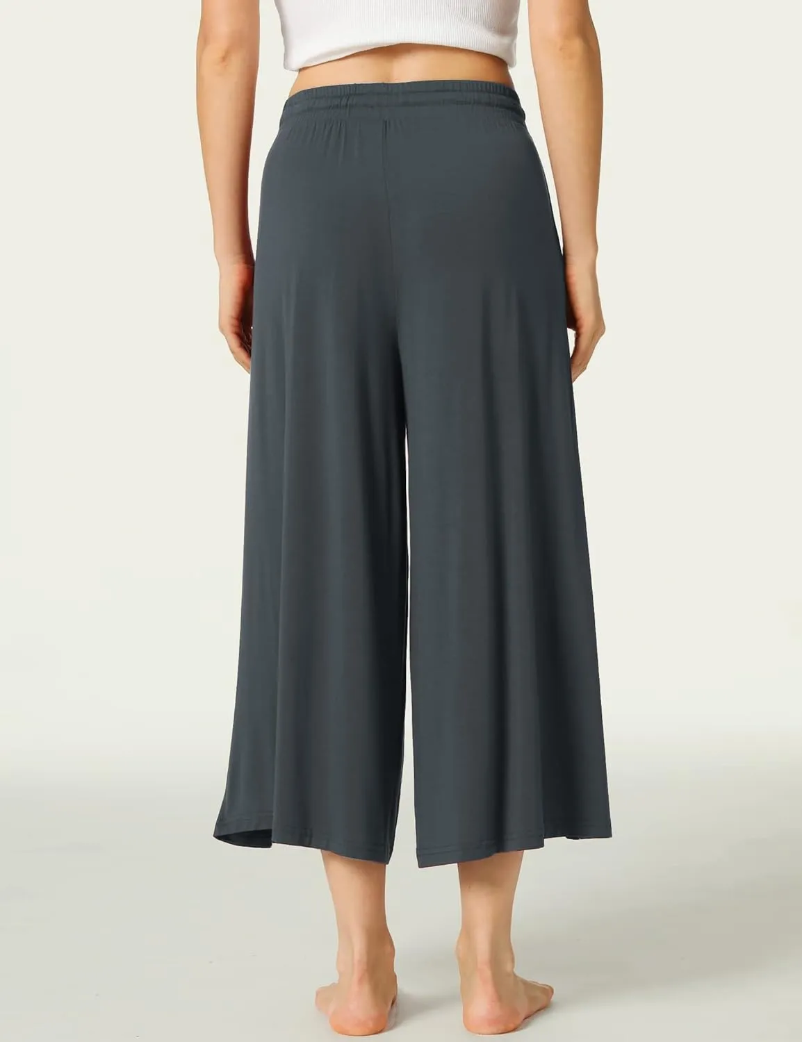 LazyCozy Women's Bamboo-Derived Viscose Capri Pajama Pants, Casual Wide Leg Lounge Pants Pajama Bottoms
