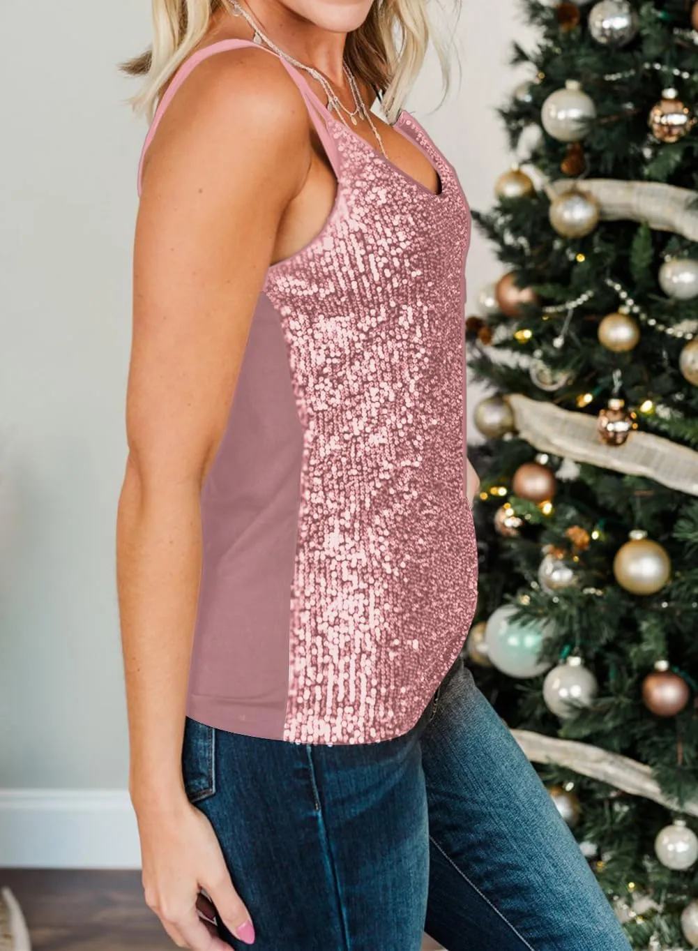 lime flare Women Sexy Sparkle Shimmer Cami Tank Tops Las Vegas Disco Sequin Camisole
