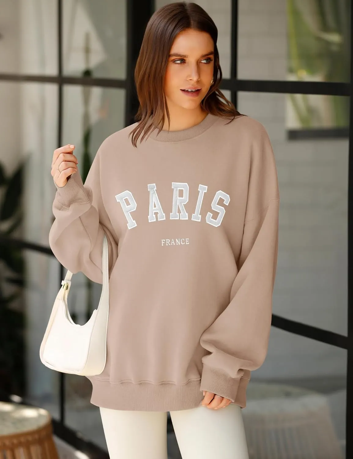 LOMON Oversized Sweatshirt for Women Crewneck Long Sleeve Casual Fleece Tops Graphic Hoodies Pullover Sweater
