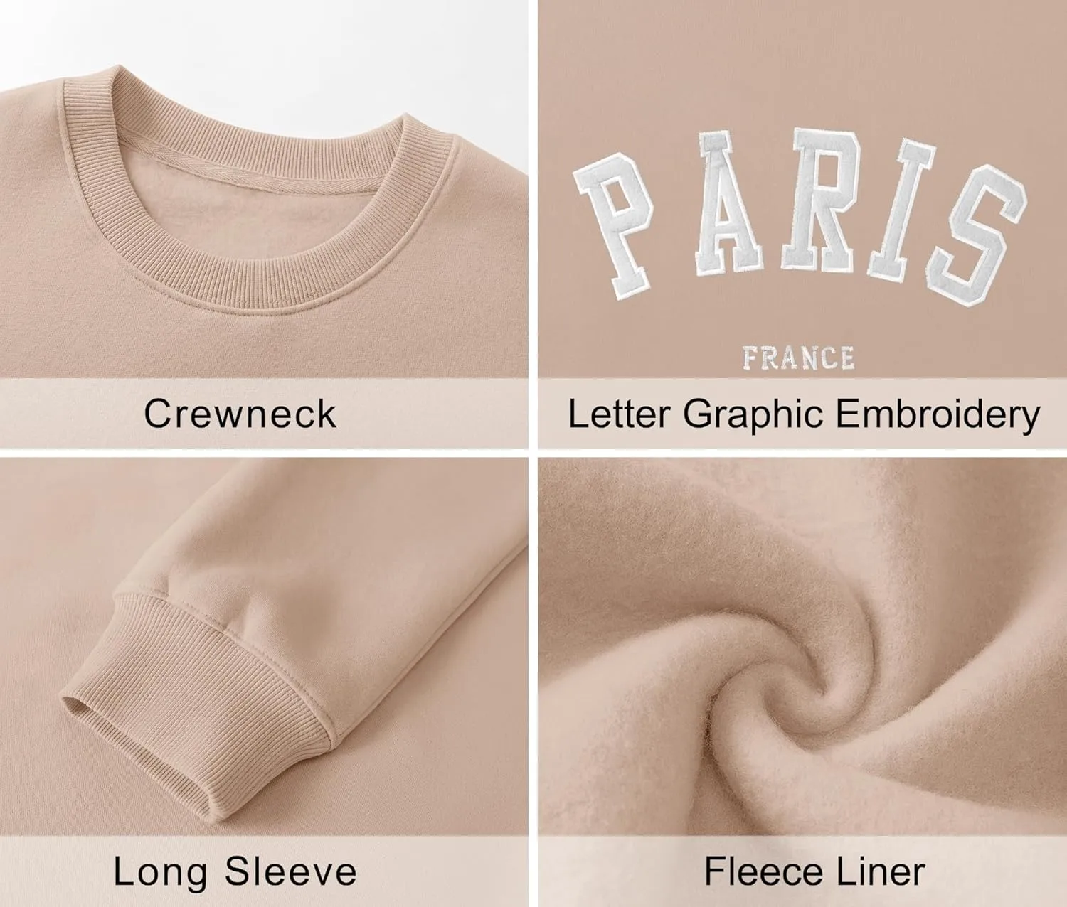 LOMON Oversized Sweatshirt for Women Crewneck Long Sleeve Casual Fleece Tops Graphic Hoodies Pullover Sweater
