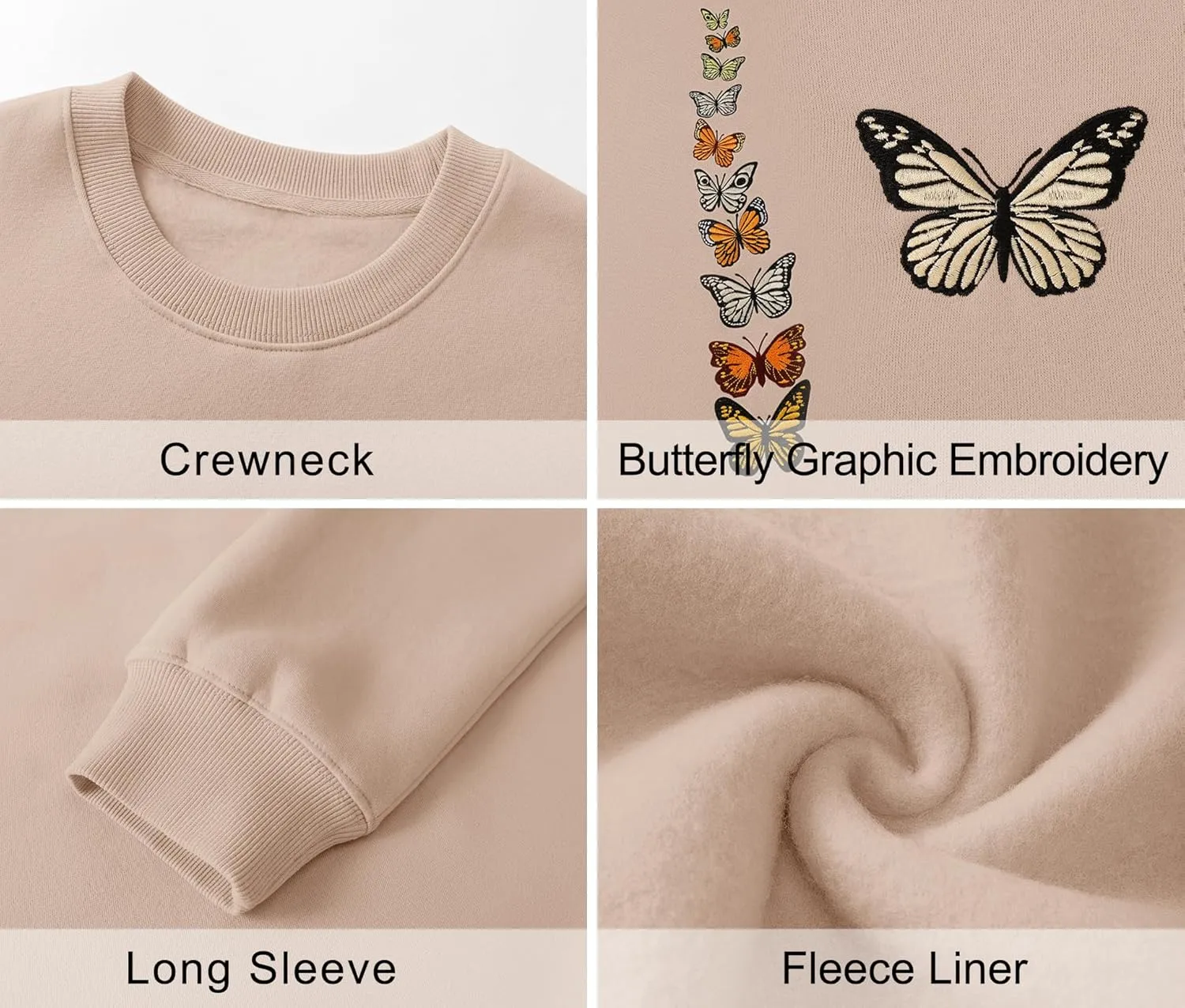 LOMON Oversized Sweatshirt for Women Crewneck Long Sleeve Casual Fleece Tops Graphic Hoodies Pullover Sweater