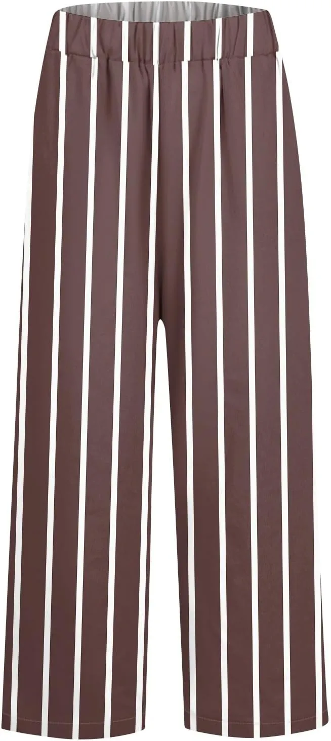 Lounge Pants Women Petite Linen Elastic Waisted Drawstring Pants with Pockets Solid Casual Summer Cropped Pants