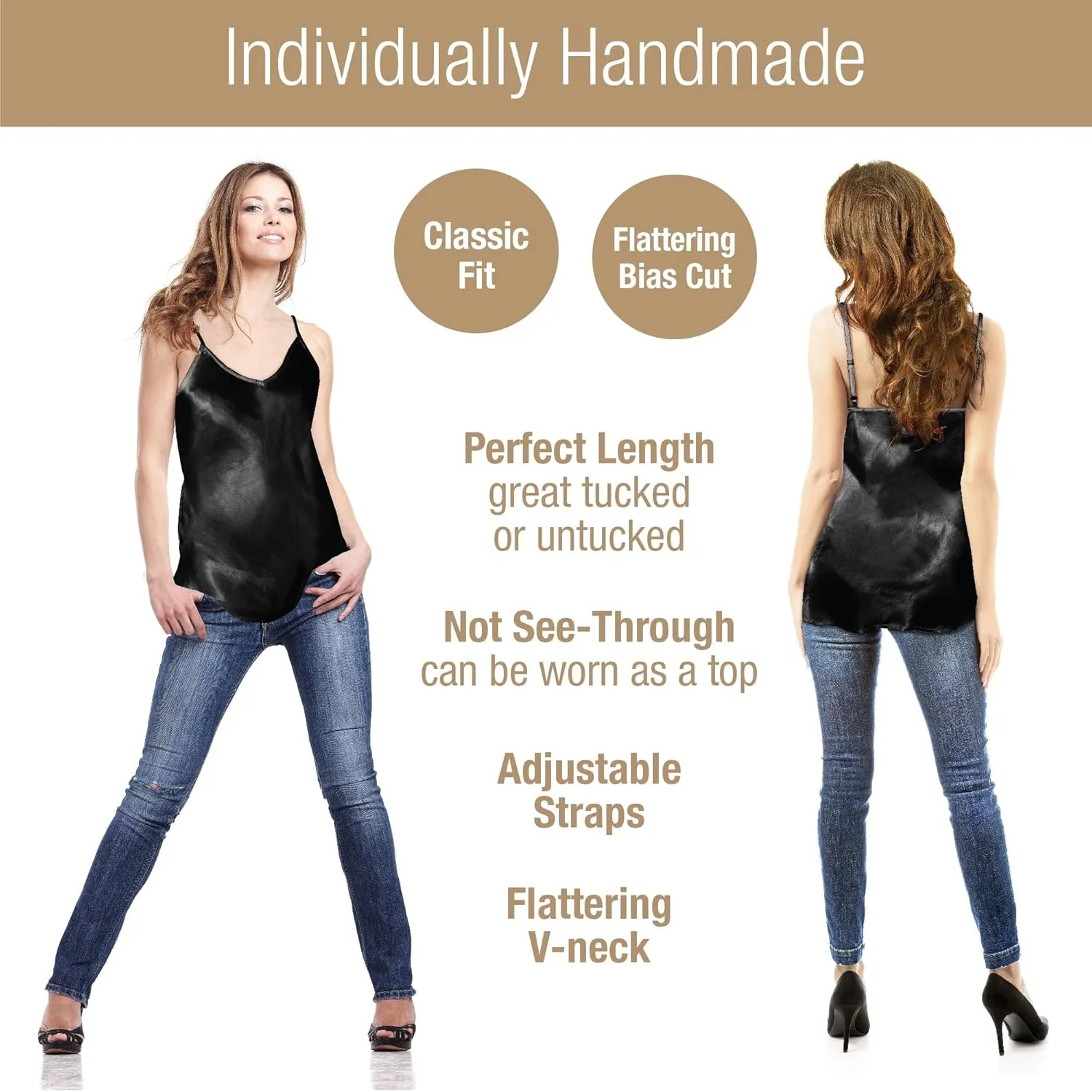 Luxury Artisan Silk Camisole for Women, Pure Mulberry Silk Cami, Silk Tops