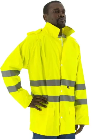 Majestic 75-1351 High Visibility Rain Jacket, PU, Hi-Vis, Class 3, Yellow