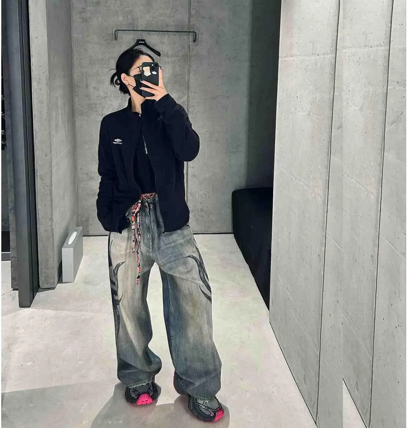 Men's and Women's Y2K Streetwear Loose Jeans Retro Totem Print Gothic Pants high Waist Wide Leg Harajuku Hip-hop Pants