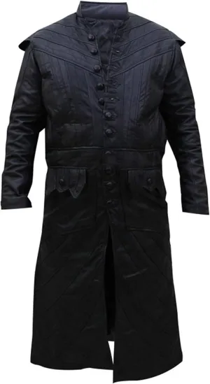 Mens Full-Length Long Trench Coat  Premium 100% Real Leather Double Breasted Overcoats