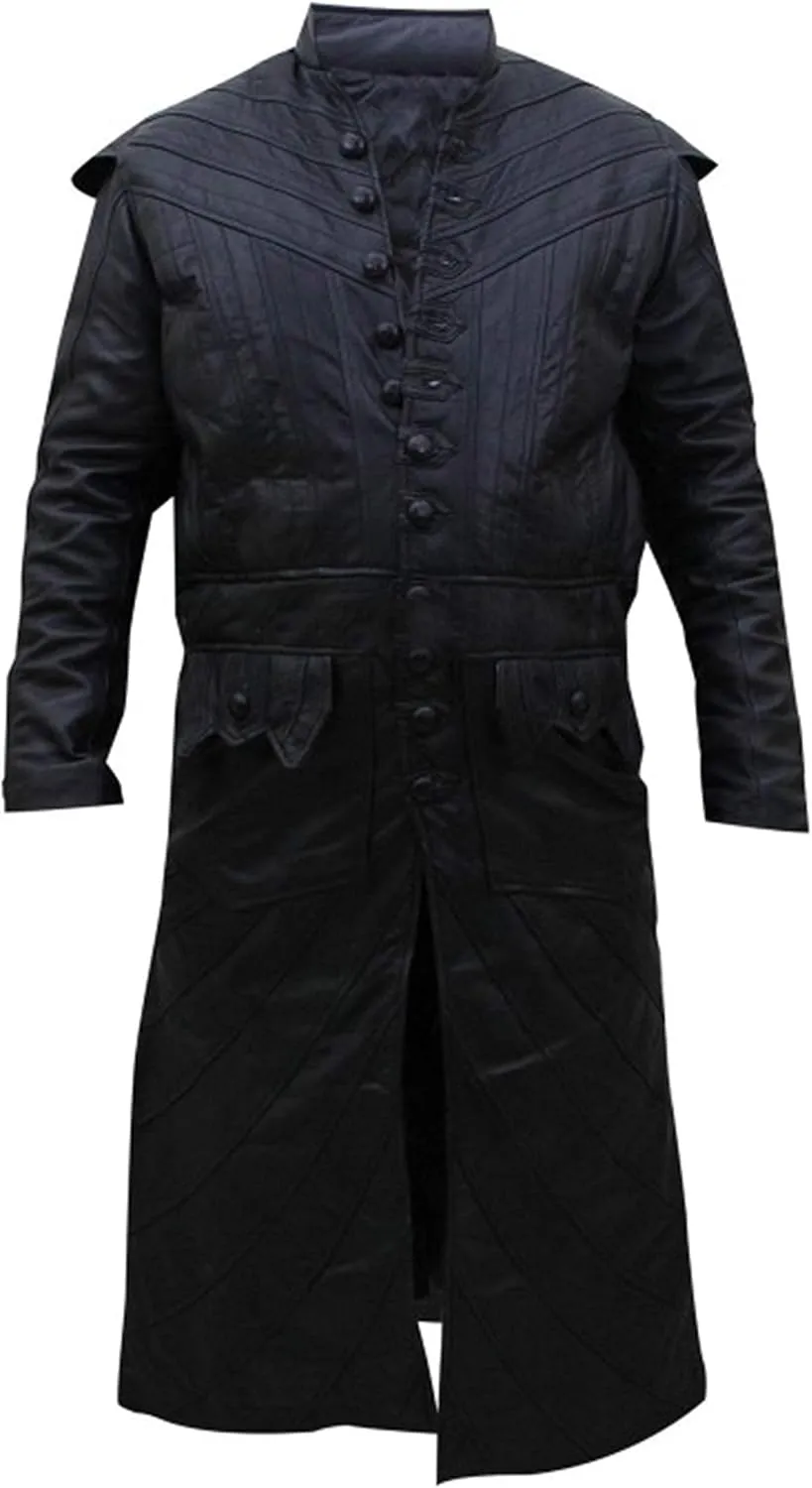 Mens Full-Length Long Trench Coat  Premium 100% Real Leather Double Breasted Overcoats