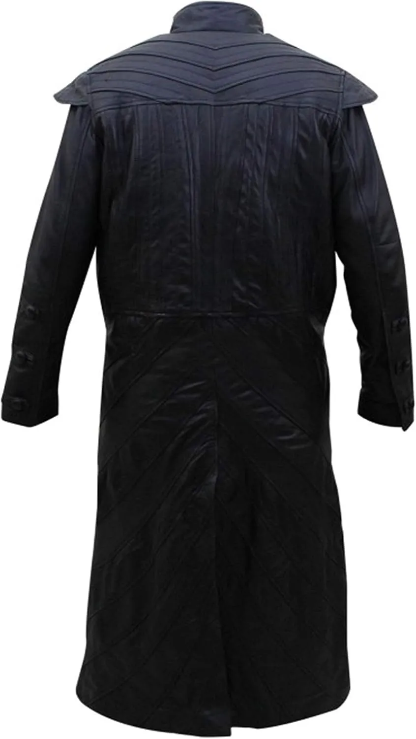 Mens Full-Length Long Trench Coat  Premium 100% Real Leather Double Breasted Overcoats