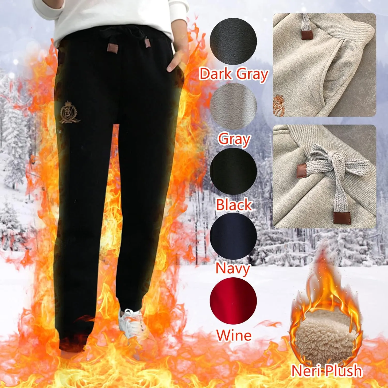 Miyaomn Women's Sherpa Fleece Lined Soft Warm Sweatpants Casual Solid Drawstring High Waisted Cinch Bottom Joggers Loungewear