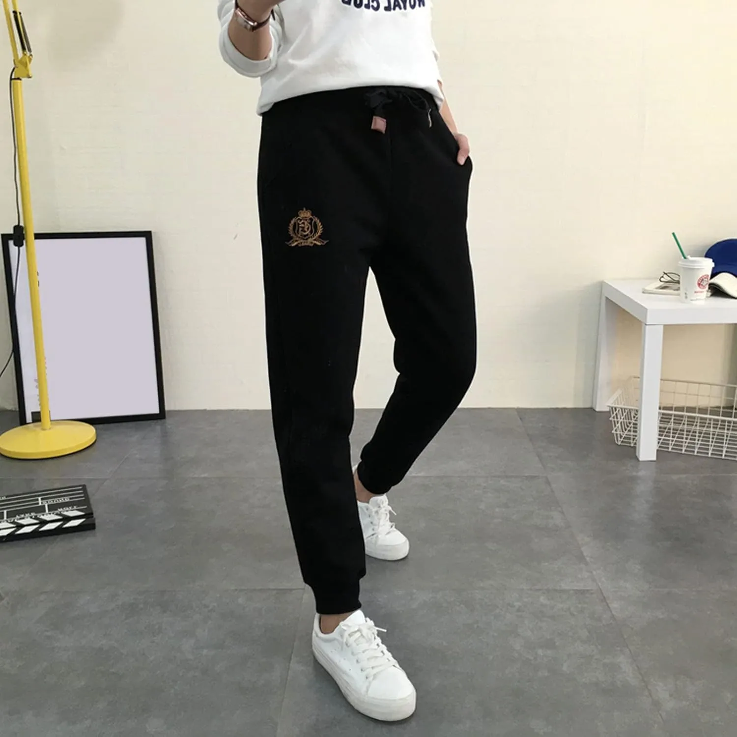 Miyaomn Women's Sherpa Fleece Lined Soft Warm Sweatpants Casual Solid Drawstring High Waisted Cinch Bottom Joggers Loungewear