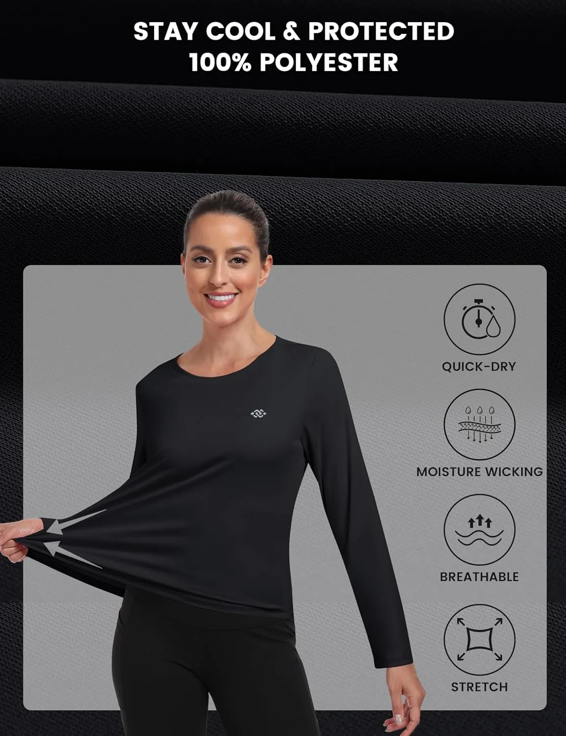 MoFiz Women's UPF 50  Sun Protection Long Sleeve Shirts for Hiking Running Athletic Quick Dry Loose Fit Workout Tops