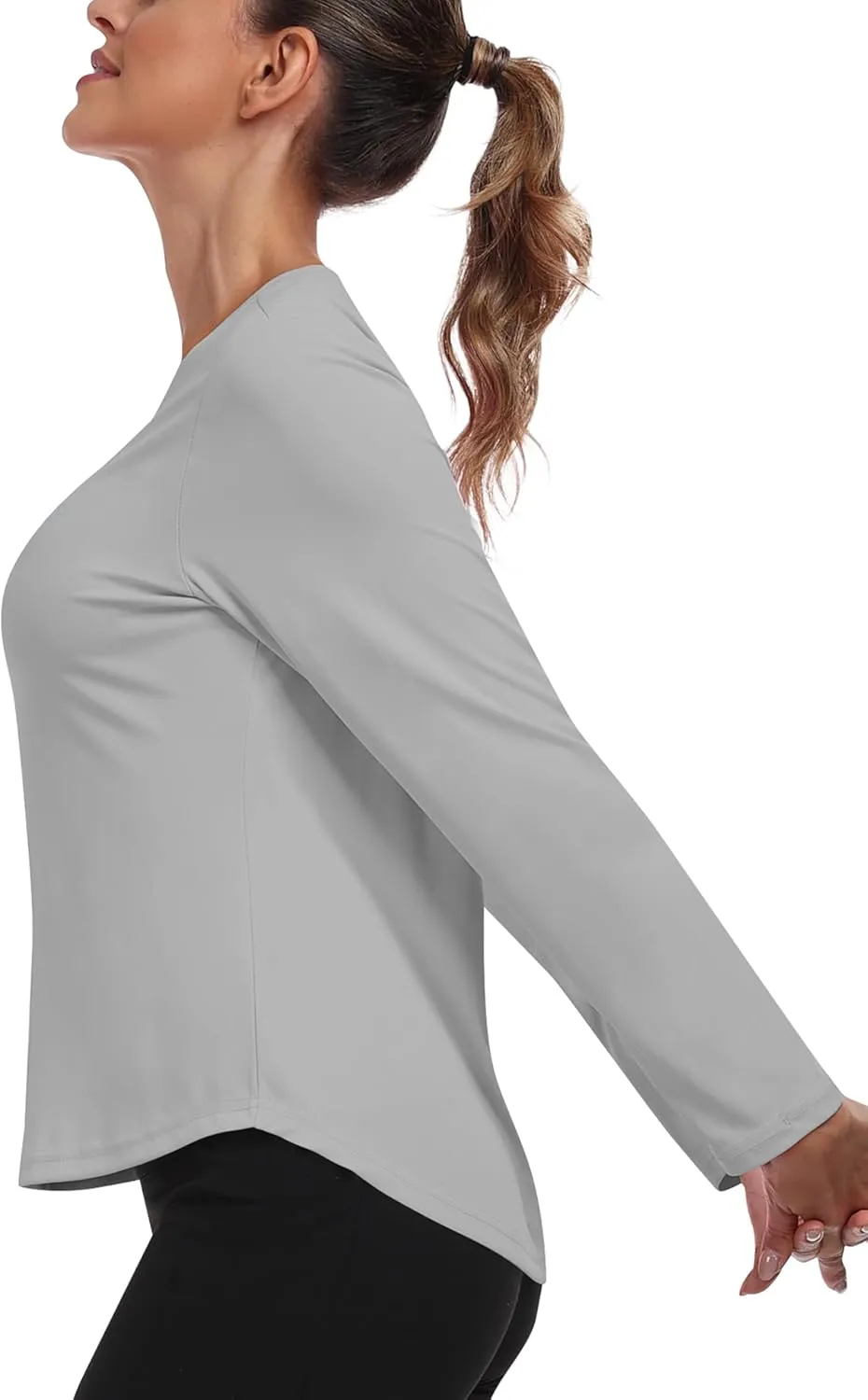 MoFiz Women's UPF 50  Sun Protection Long Sleeve Shirts for Hiking Running Athletic Quick Dry Loose Fit Workout Tops