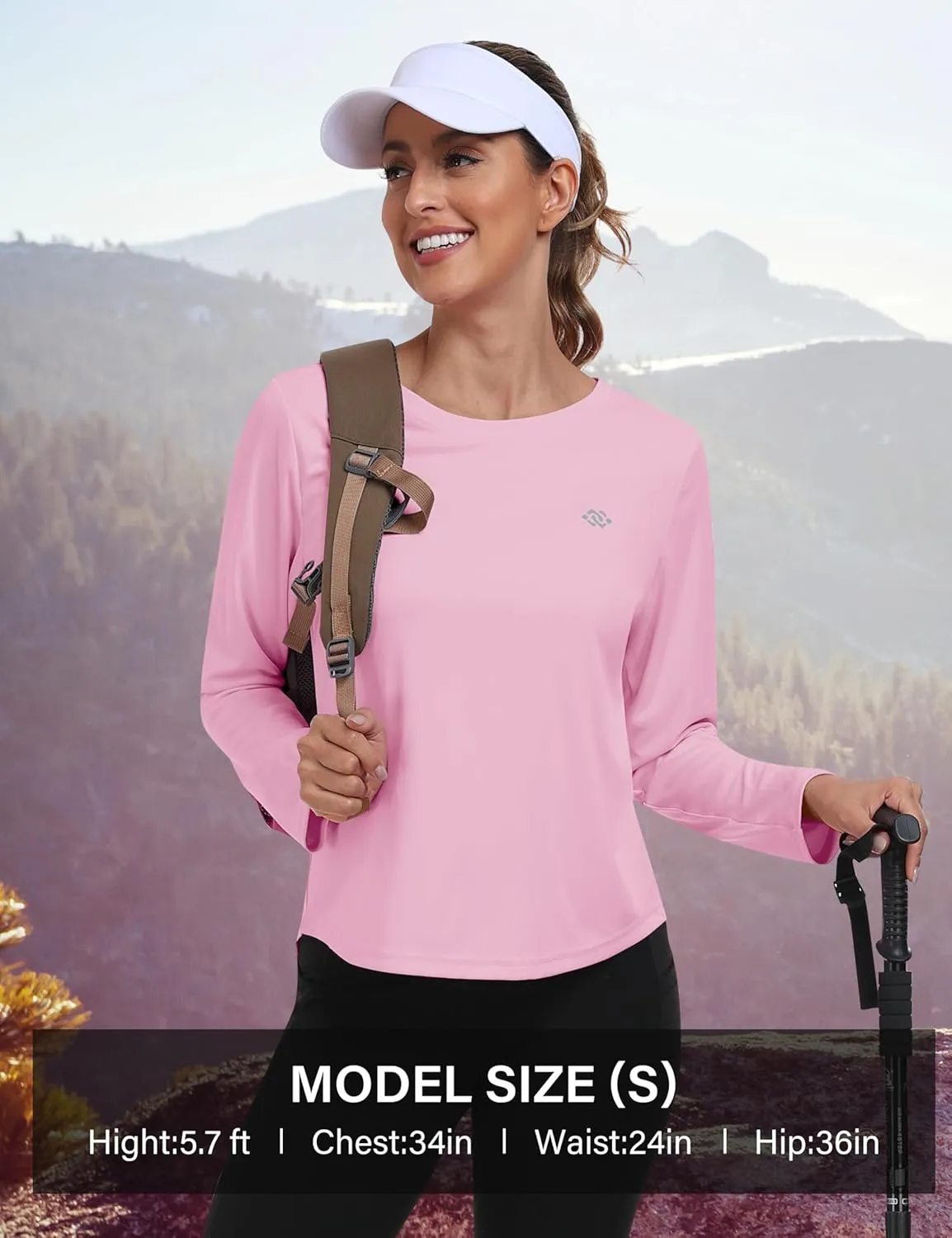 MoFiz Women's UPF 50  Sun Protection Long Sleeve Shirts for Hiking Running Athletic Quick Dry Loose Fit Workout Tops