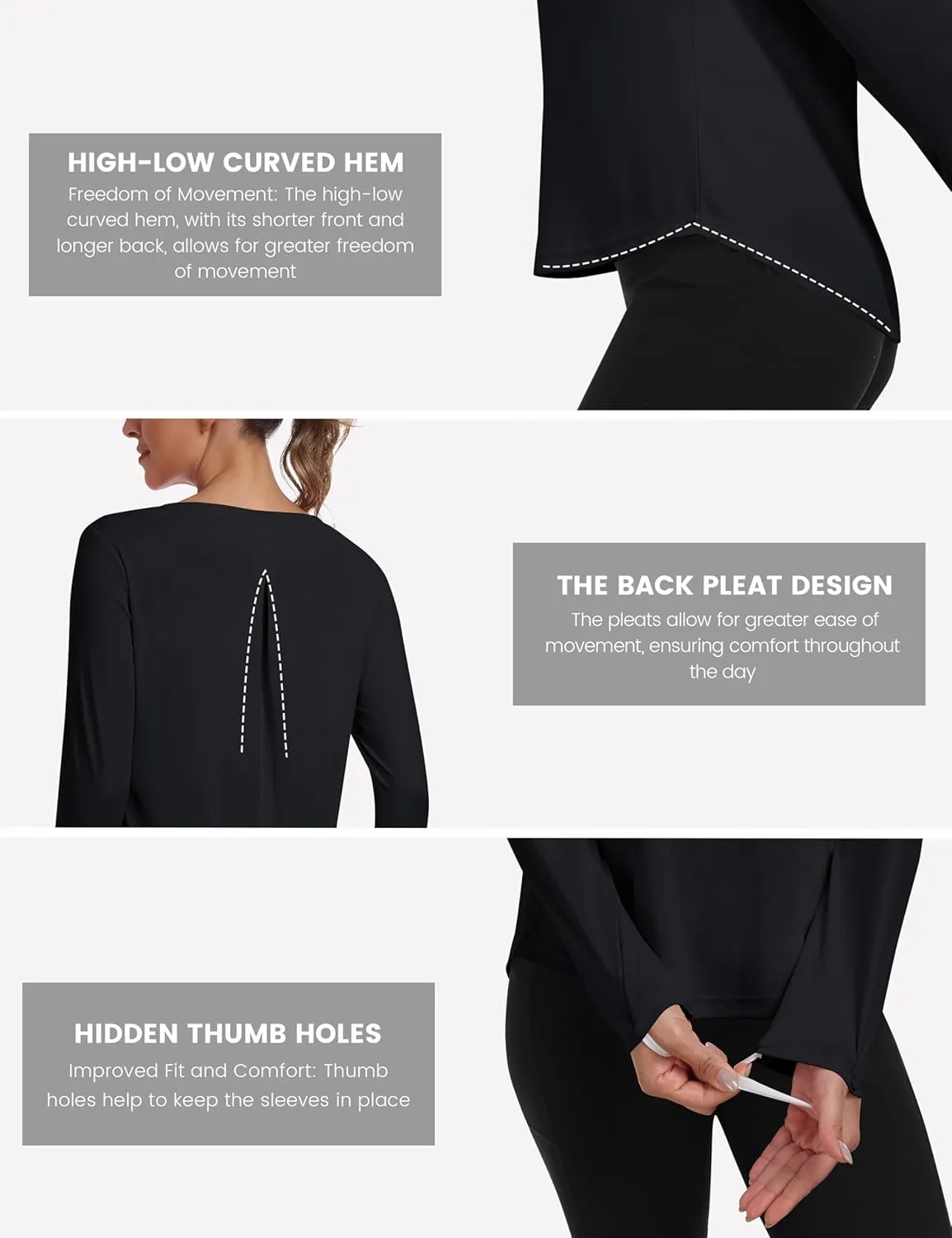 MoFiz Women's UPF 50  Sun Protection Long Sleeve Shirts for Hiking Running Athletic Quick Dry Loose Fit Workout Tops