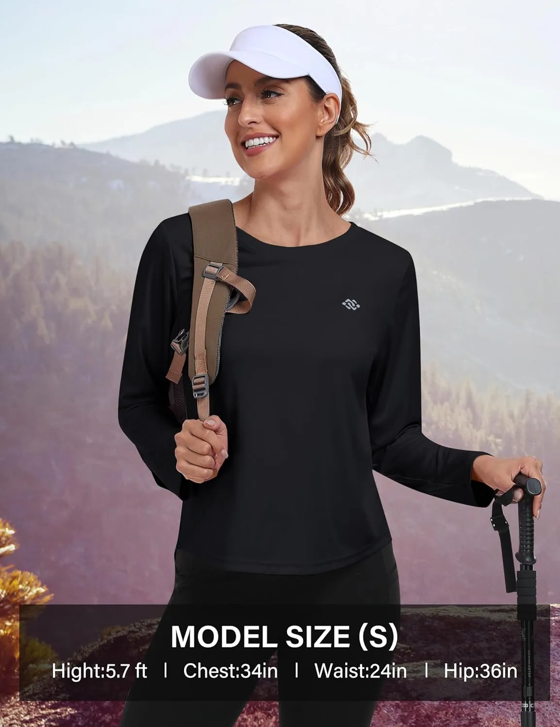 MoFiz Women's UPF 50  Sun Protection Long Sleeve Shirts for Hiking Running Athletic Quick Dry Loose Fit Workout Tops