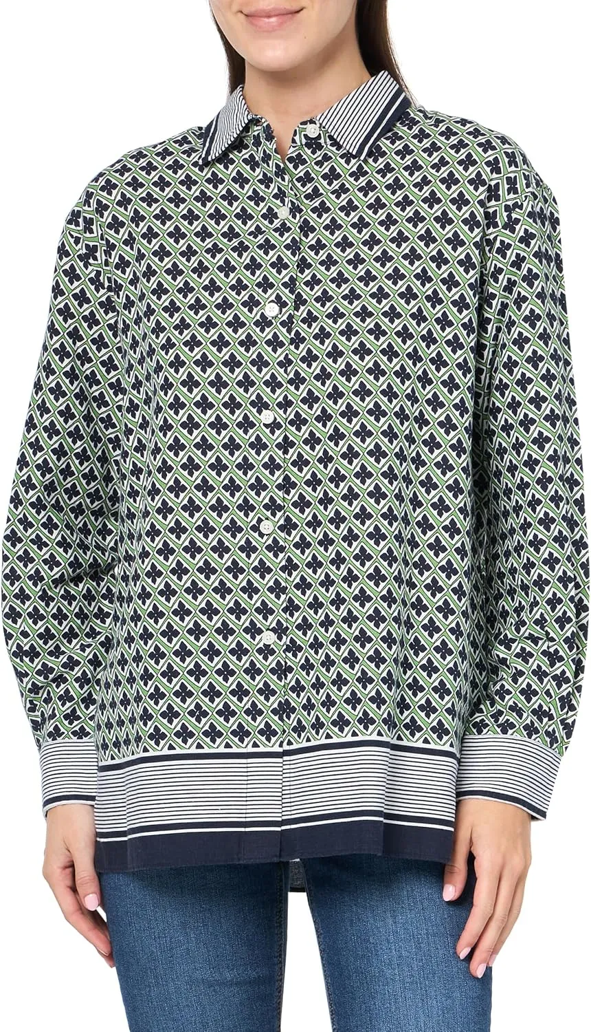 Nautica Women's Linen Blend Long Sleeve Button Through Shirt