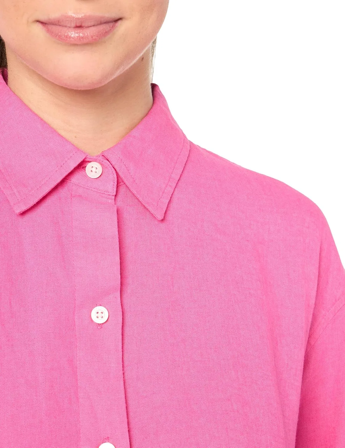 Nautica Women's Linen Blend Long Sleeve Button Through Shirt