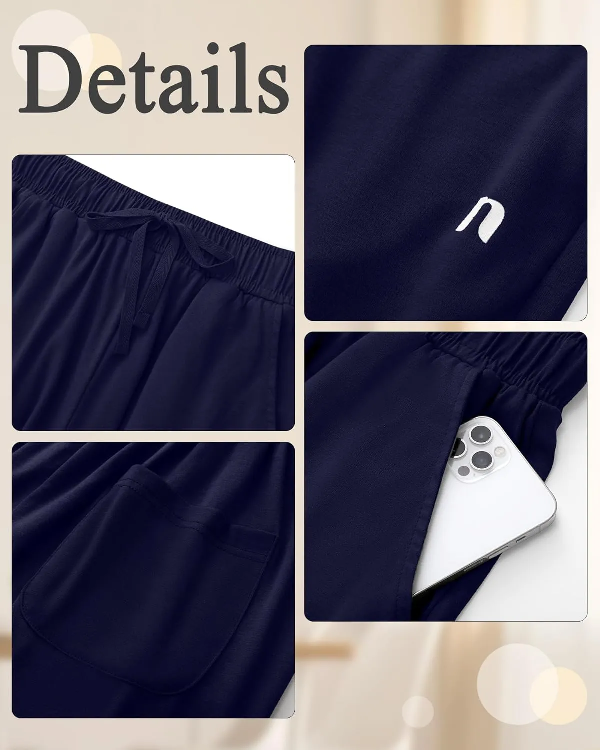 Neer 3 Pack Women's Plus Size Capris, Cotton Wide Leg Pants Casual Drawstring Capri Sweatpants Drawstring Pants with Pockets