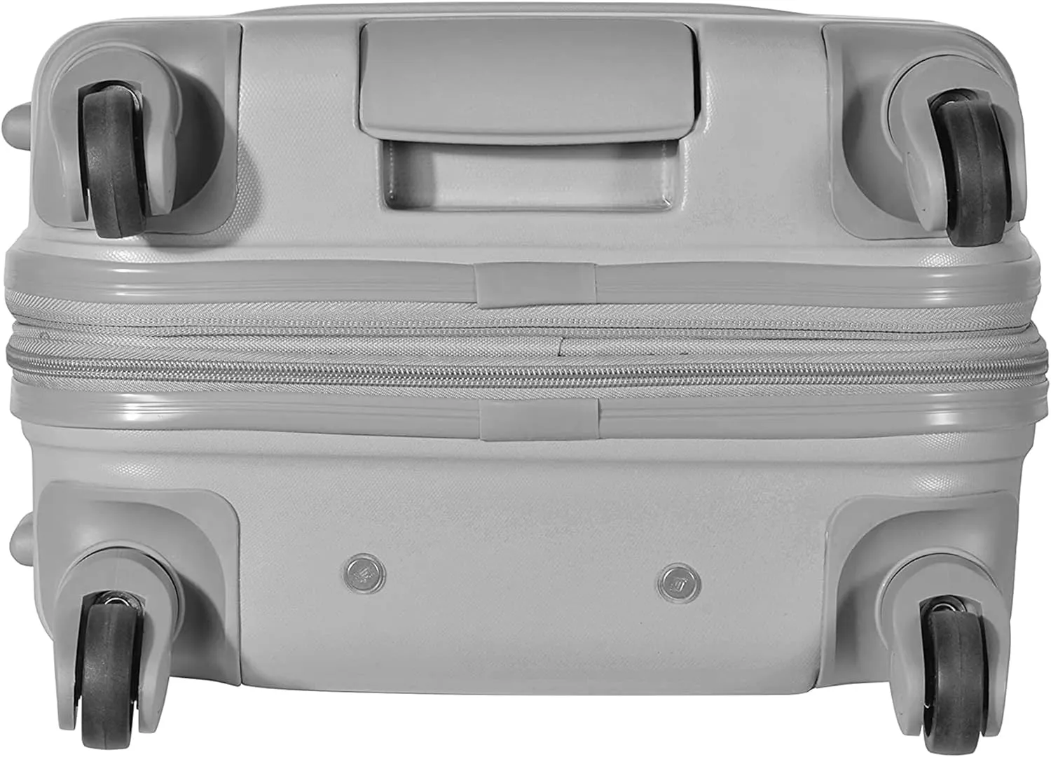 Olympia U.S.A. Denmark 21" Carry-On Suitcase - Lightweight Hardside Luggage, Expandable 30%, 4 Spinner Wheels, Utility Hook & Hidden Laptop Compartment (Silver)